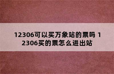 12306可以买万象站的票吗 12306买的票怎么进出站